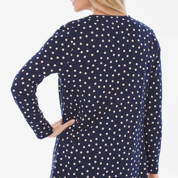 POLKA DOT NAVY BLUE  PINK PREPPY CARDIGAN CHICOS SIZE 1 US MEDIUM - Picture 11 of 16